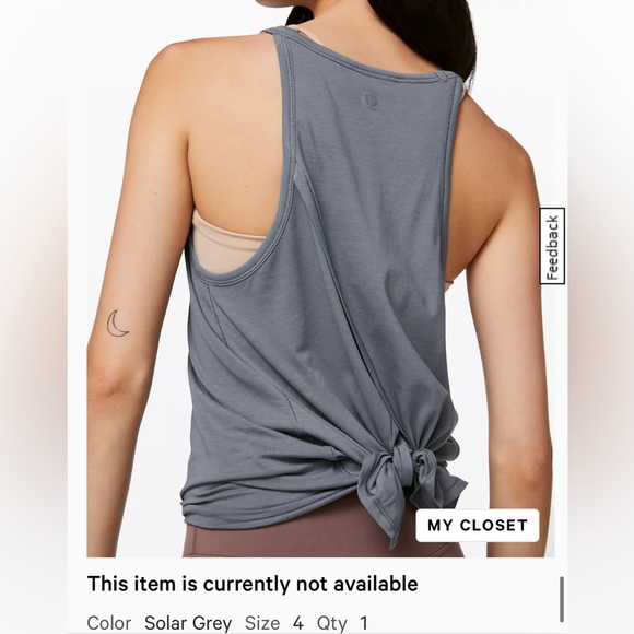 NWT Lululemon open ends tank solar grey size 4 - Picture 1 of 5